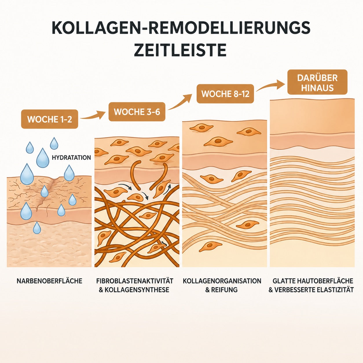 Kollagen-Remodeling-Zeitplan über 12 Wochen